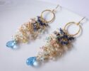 Aquamarine Tassel Earrings with Natural Blue Topaz in Gold Filled