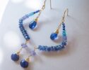 Blue Kyanite with Lapis and Tanzanite Dangle Earrings in Gold Filled