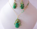 Green Chrysoprase Necklace and Earrings in Gold Filled