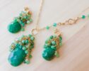 Green Chrysoprase Necklace and Earrings in Gold Filled