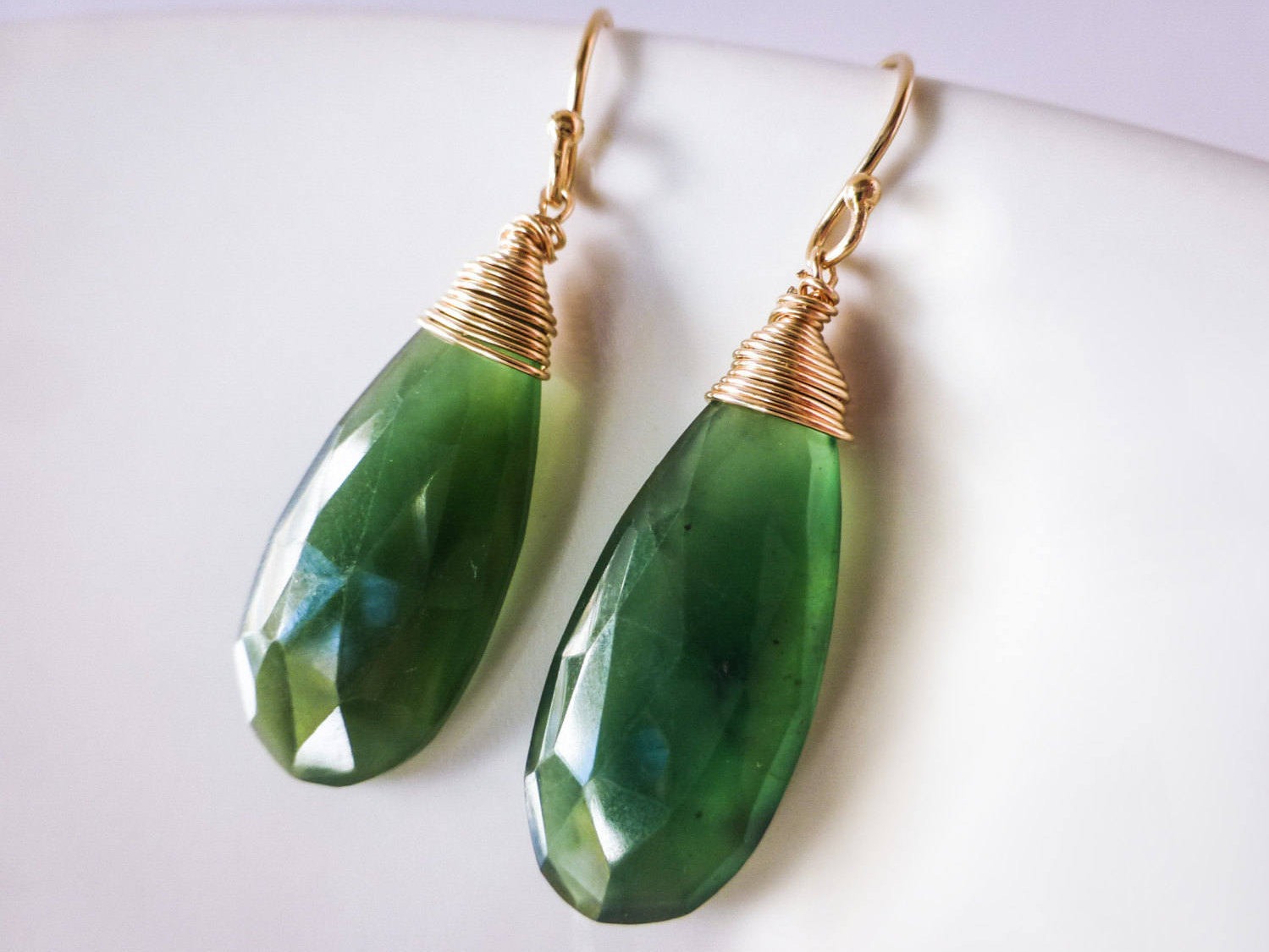 Green Serpentine Teardrop Earrings