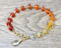 Mexican Fire Opal Gemstone Bracelet Wire Wrapped in Gold Filled