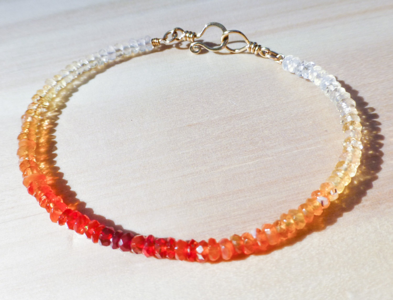 Mexican Fire Opal Stacking Bracelet in Gold Filled