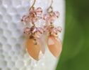 Peach Moonstone Small Cluster Earrings in Gold Filled