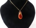 Red Jasper Large Pendant with Wire Wrapped Red Garnet, Gold Filled Pendant Necklace