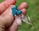 Rose Quartz, Neon Blue Apatite and London Blue Topaz Silver Dangle Earrings