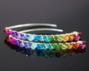 Rainbow Gemstone Threader Open Hoops Earrings in Silver
