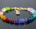 Rainbow Precious Gemstone Bracelet in Gold Filled, Chakra Gemstone Bracelet