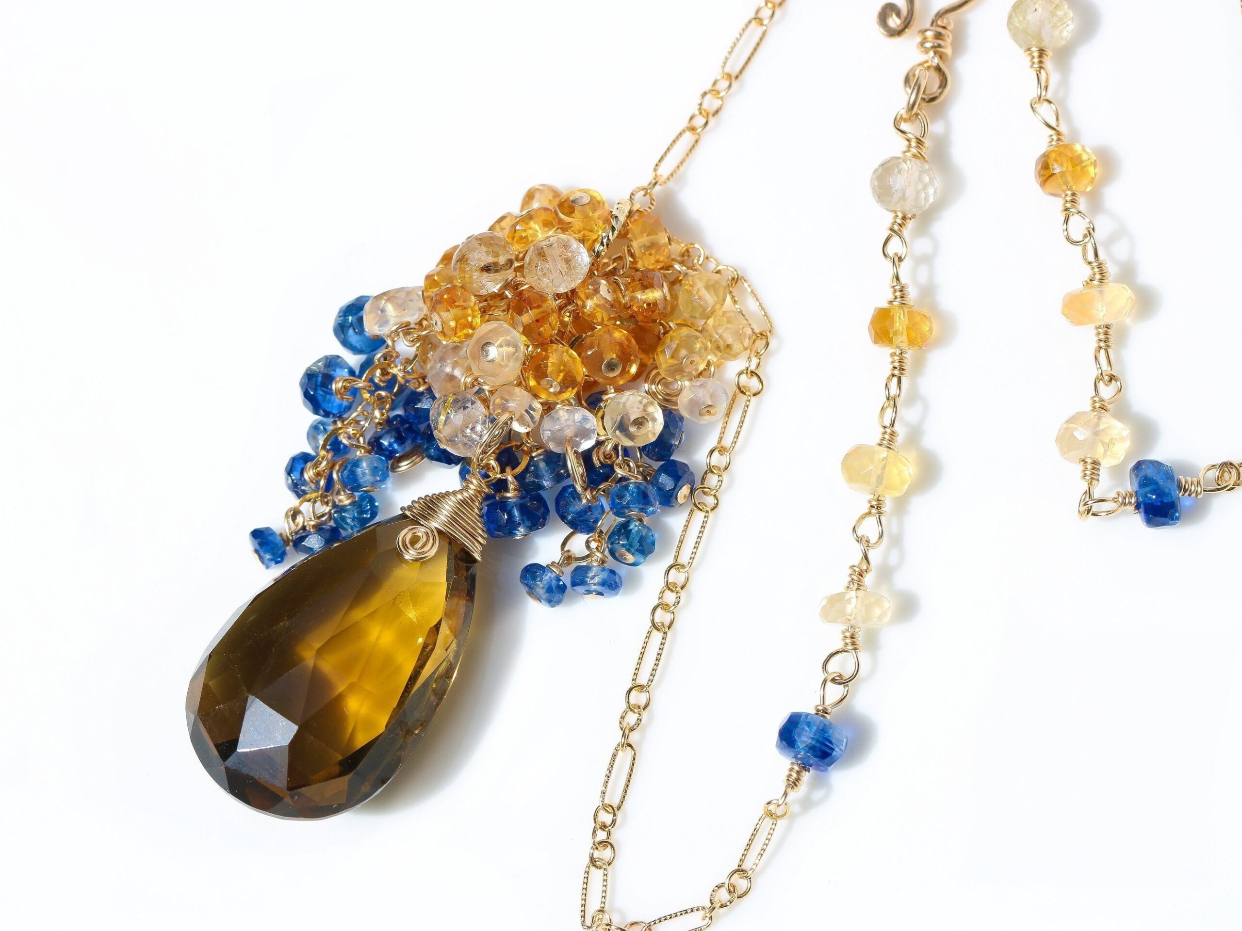 Rainbow Rutilated Quartz Rosary Necklace and Earring Set