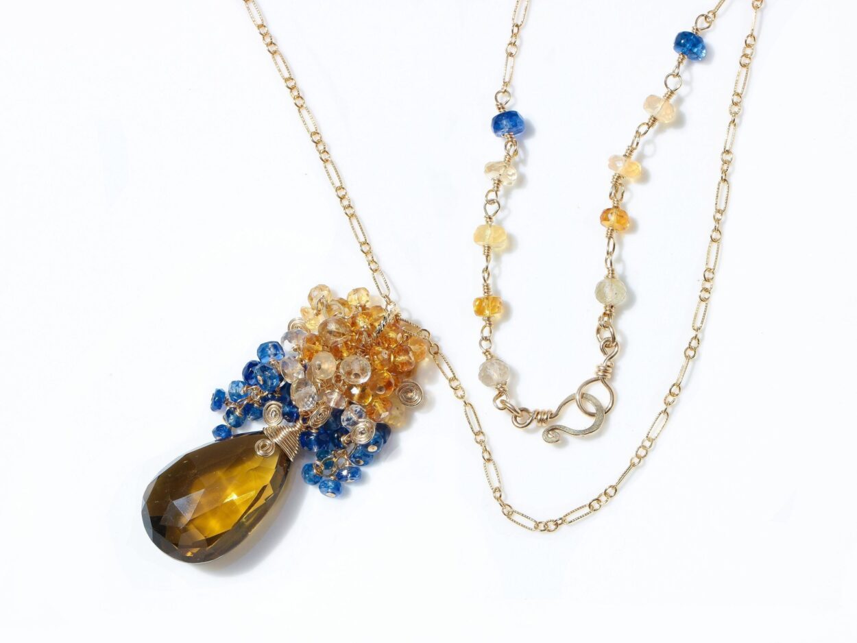Rainbow Rutilated Quartz Rosary Necklace and Earring Set