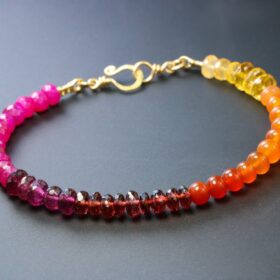 The Sunset Bracelet – Multi Gemstone Bracelet with Ruby, Garnet, Carnelian, Citrine and Mexican Fire Opal