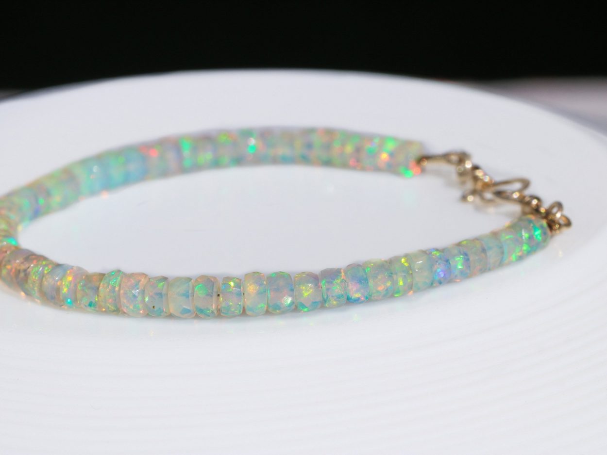 110.00 Cts Natural 7" Peruvian Opal & Australian Opal Beads Bracelet NK 73E97