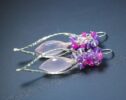 Rose Quartz, Pink Ruby and Amethyst Silver Dangle Earrings