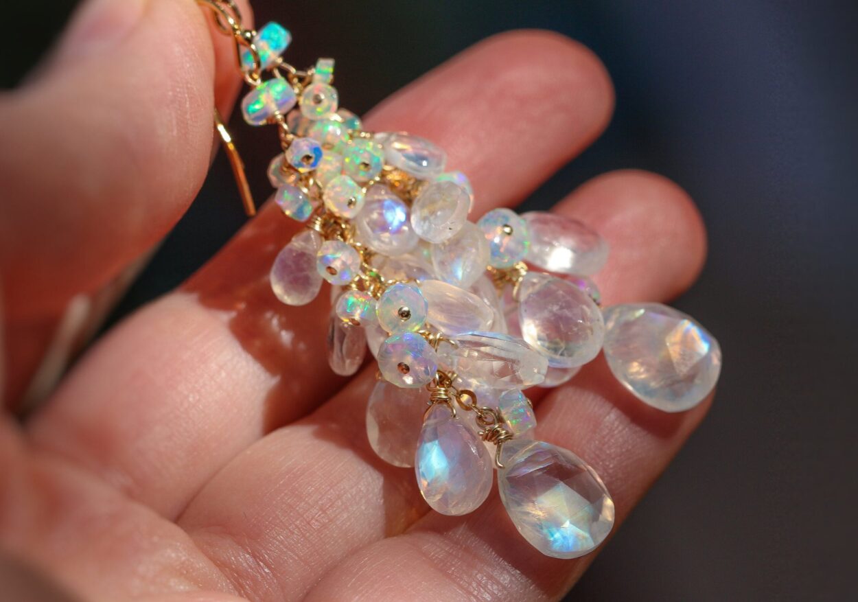 Genuine Ethiopian Opal Earrings briolette & beads Jewelry Welo Opal Dangle 