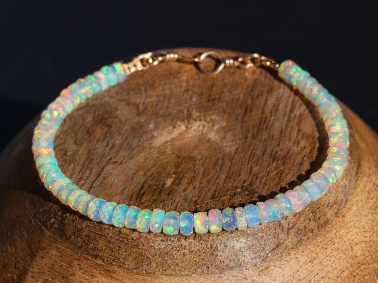 Multi Color Bracelet Handmade Opal Bracelet Natural Ethiopian Fire Opal Bracelet 17 Carat 6.5 Beads Opal Bracelet