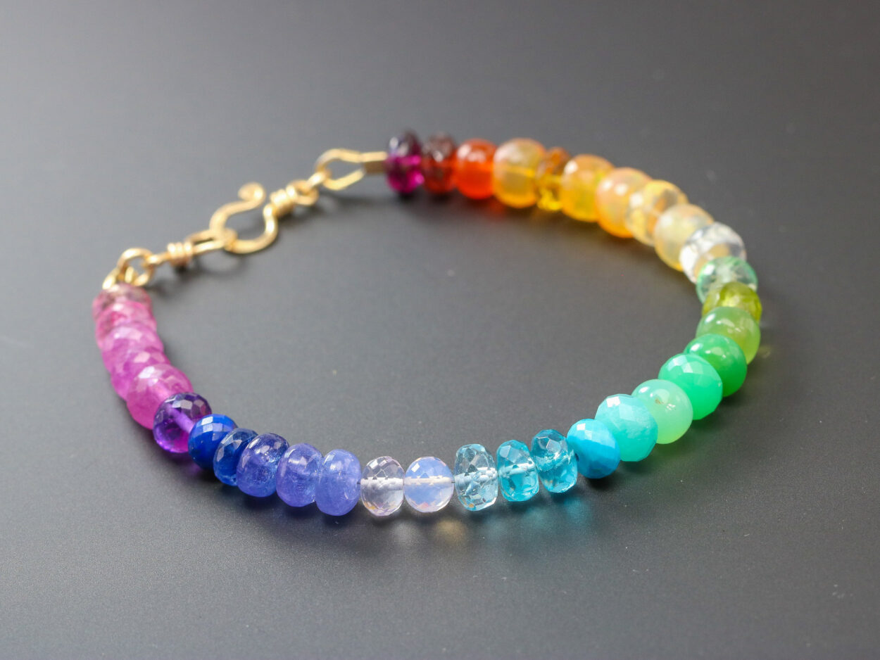 Rainbow Gemstone Bracelet with Precious Stones, Colorful Multi Gemstone ...