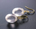 Solid Gold 14K Genuine Rose Quartz Oval Earrings