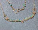 Solid Gold 14K Ethiopian Opal Gemstone Bar Necklace