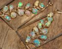 Ethiopian Opal Rectangle Hoop Earrings, Welo Opal Modern Hoops