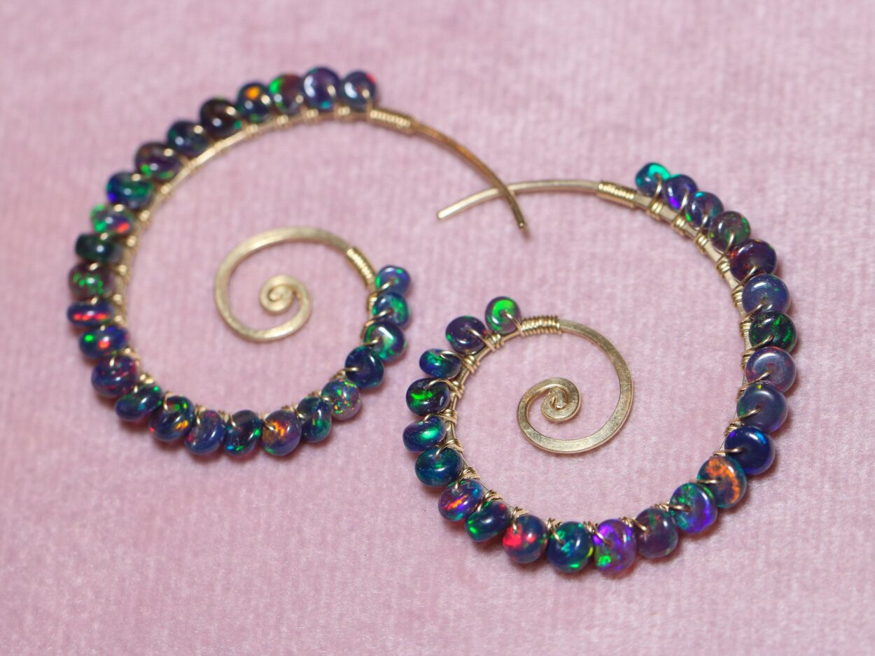 genuine black opal earrings