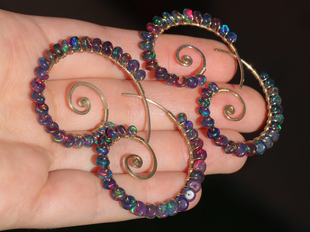 genuine black opal earrings
