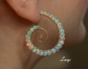 Ethiopian Opal Wire Wrapped Spiral Hoop Earrings, Genuine Welo Opal Earrings