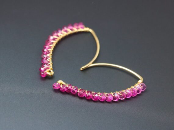 Rubellite Pink Tourmaline Earrings, Modern Linear Gemstone Earrings
