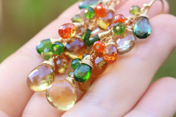 Multi Gemstone Earrings, Fall colors