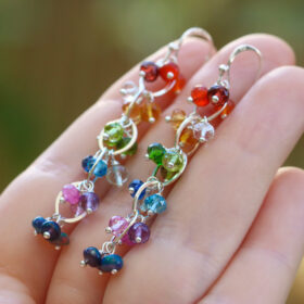The Carnival Earrings – Rainbow Gemstone Chain Earrings