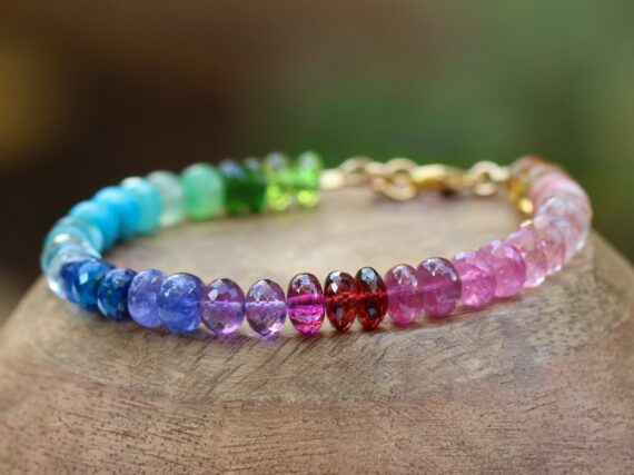 Colorful Gemstone Bracelet, Rainbow Semi Precious Stone Bracelet