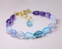 Lavender Blue Purple Gemstone Bracelet, Semi Precious Stone Bracelet, One of a Kind