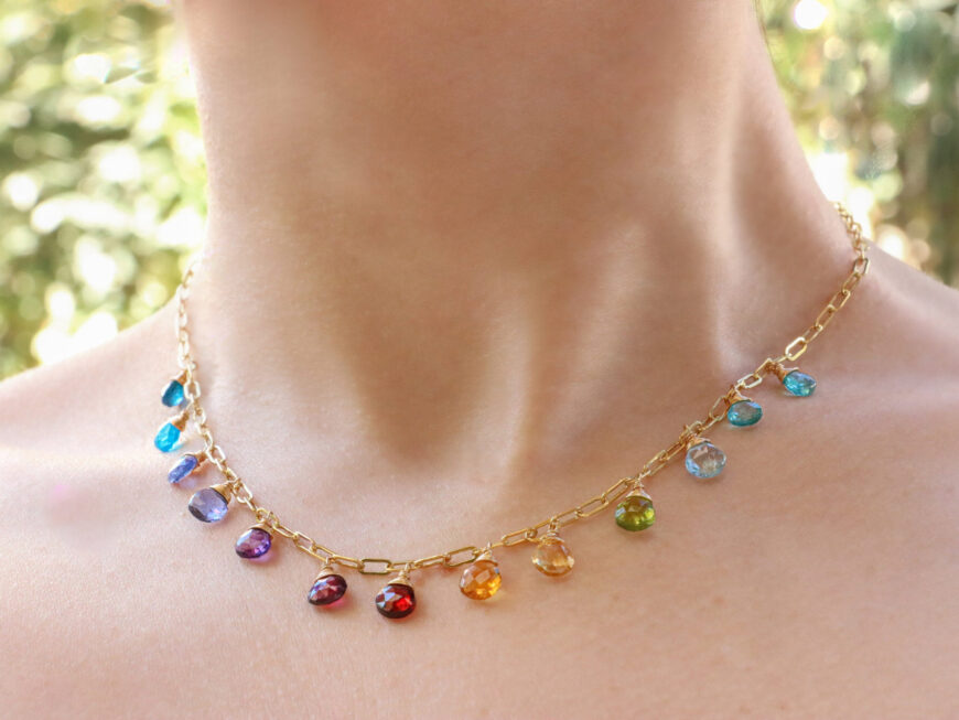Rainbow Necklace Luxe - Pretty in Pink Gemstone