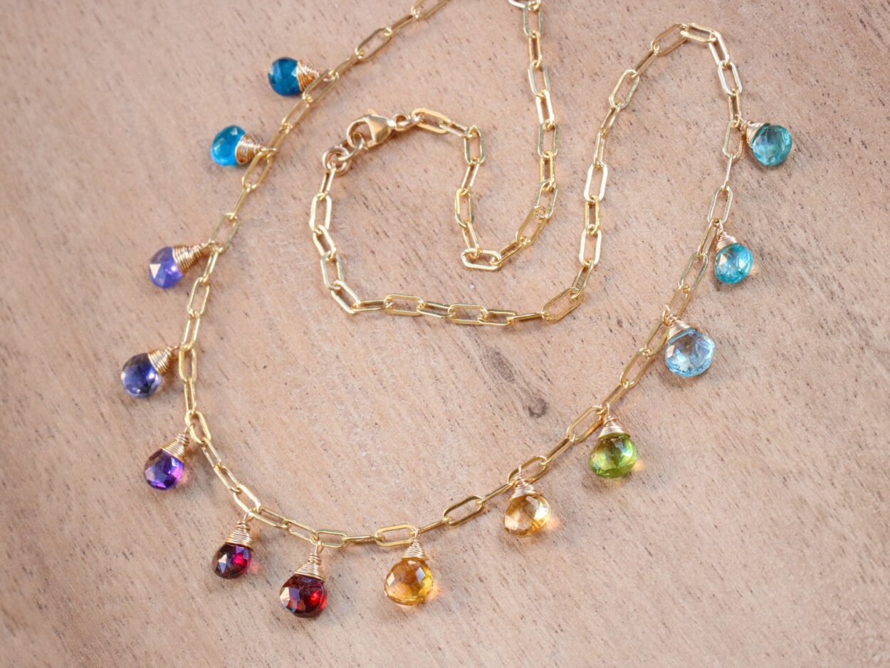 [92.5 Silver] Rainbow Stone Necklace main image 1