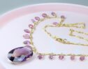 Ametrine Necklace with Purple and Pink Spinel, Statement Necklace in Gold Filled, One of a Kind
