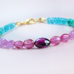 The Magenta Bracelet – Multi Gemstone Bracelet with Garnet, Pink Sapphires and Turquoise