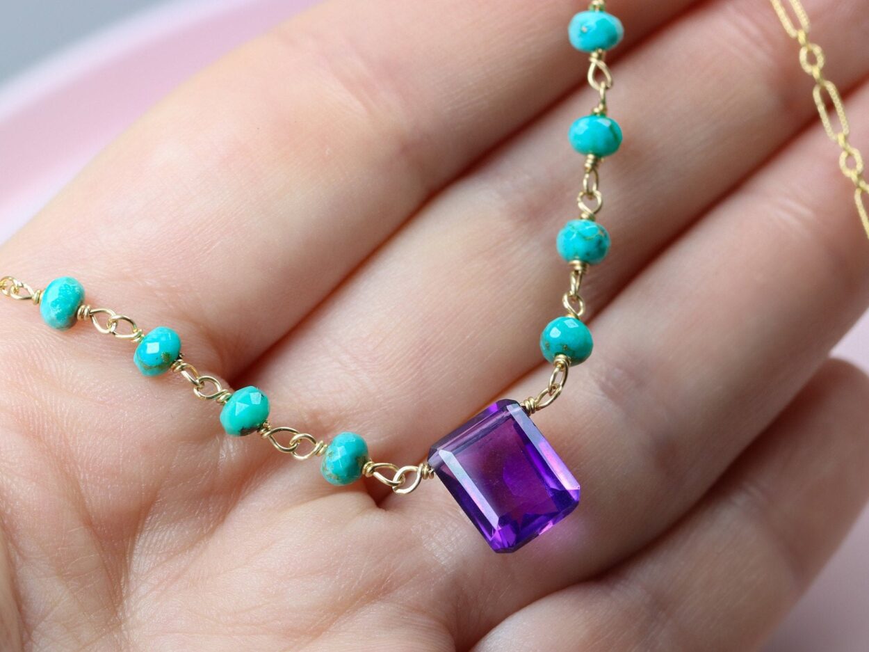 Amethyst and Turquoise Wire Wrapped 