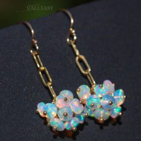 The Cutie Pie Earrings – Ethiopian Opal Dangle Earrings, Ethiopian Opal Chain Earrings