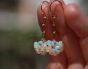 Ethiopian Opal Dangle Earrings, Ethiopian Opal Chain Earrings