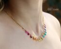 Rainbow Precious Drop Gemstone Necklace