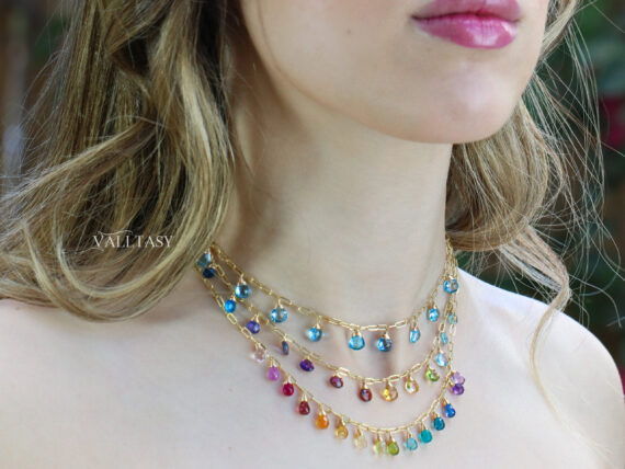 Rainbow Precious Gemstone Necklace