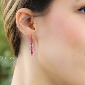 The Pink Lace Earrings – Rubellite Pink Tourmaline Earrings, Modern Linear Gemstone Earrings