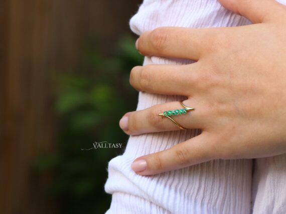 Solid Gold 14K Emerald Ring, One of a Kind