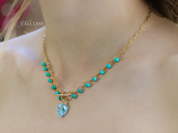 Topaz and Turquoise Gold Filled Necklace