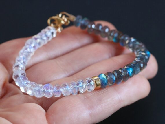 Labradorite and Rainbow Moonstone Blue Fire Bracelet