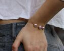Peach and Pink Pearl Bracelet, High Luster Pearl Trio Chain Bracelet or Necklace