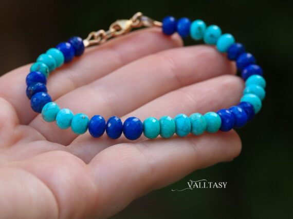 Turquoise and Lapis Lazuli Gemstone Bracelet