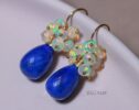 Lapis Lazuli with Ethiopian Opal Earrings, Small Gemstone Cluster Earrings