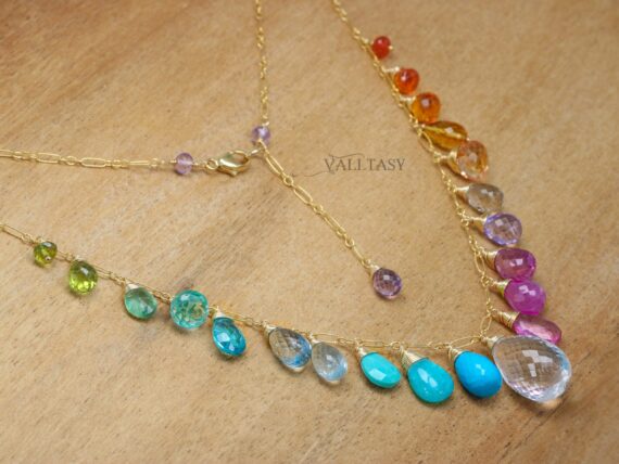 Multi Gemstone Necklace, Precious Drop Necklace, Pastel Candy Necklace