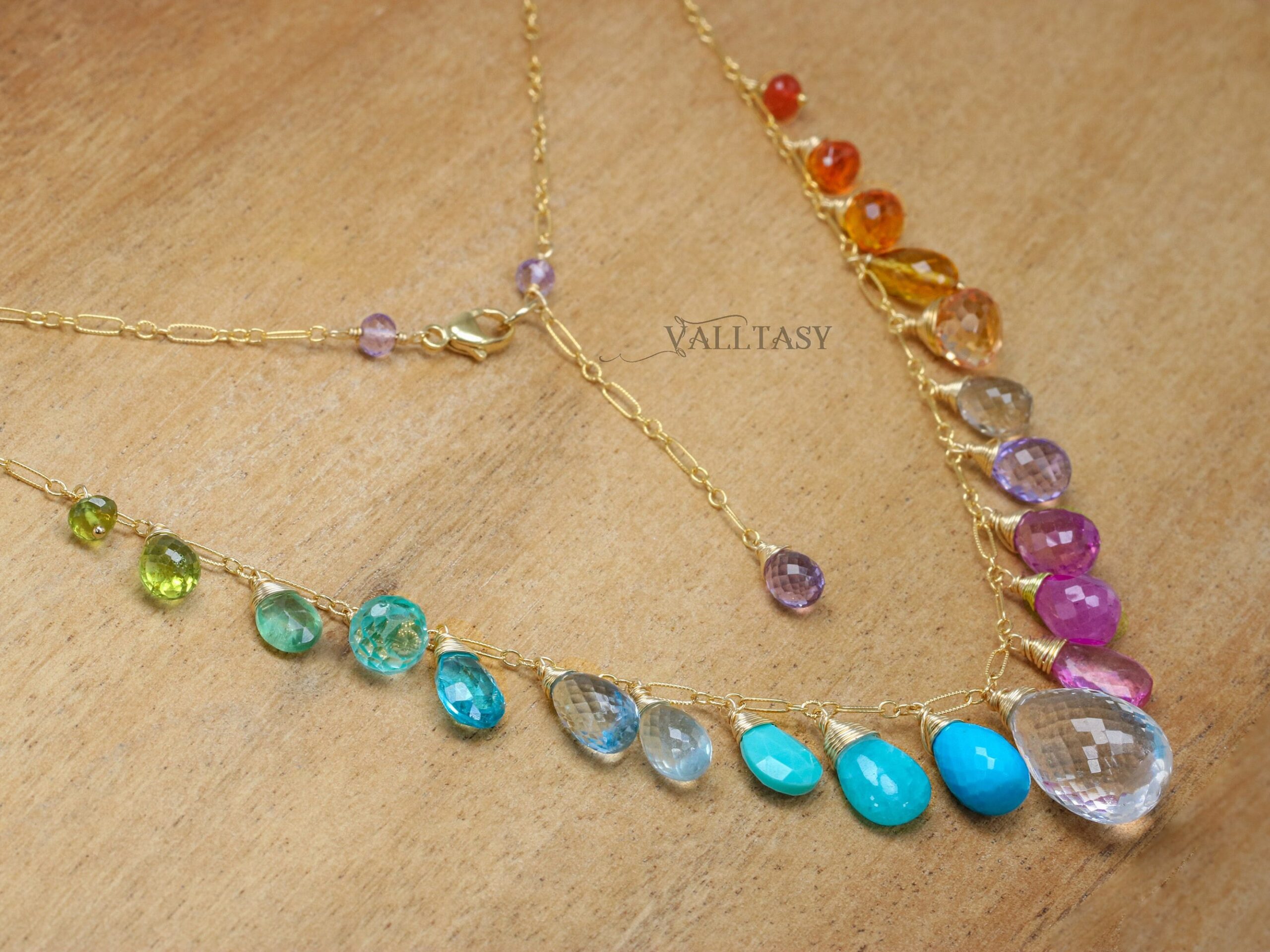 Multi Gemstone Necklace, Precious Drop Candy Necklace