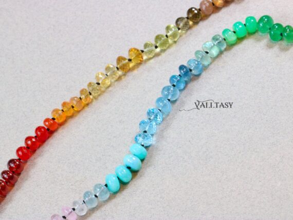 Silk Knotted Rainbow Multi Gemstone Necklace